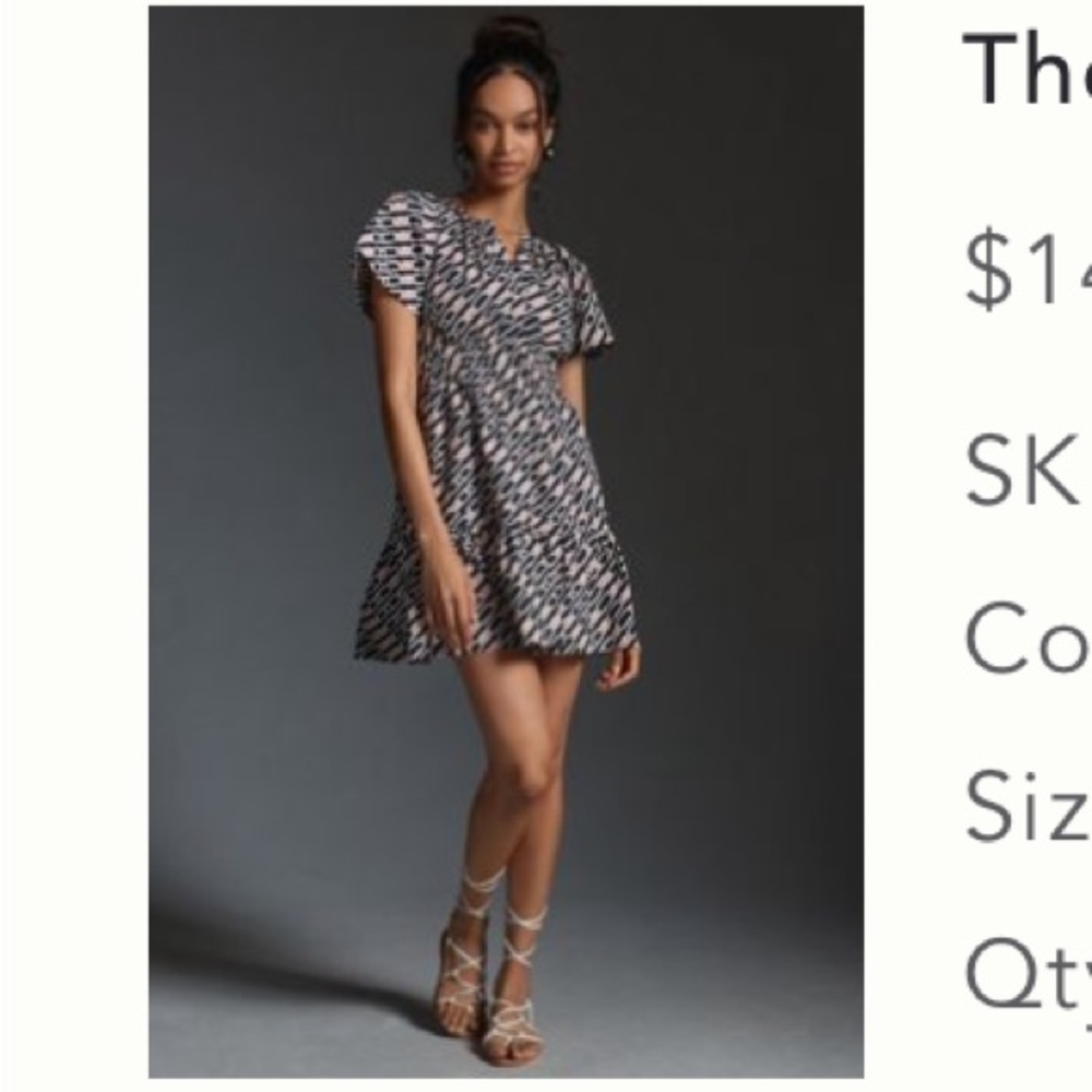 Maeve Black Pattern Tiered Shirt Dress